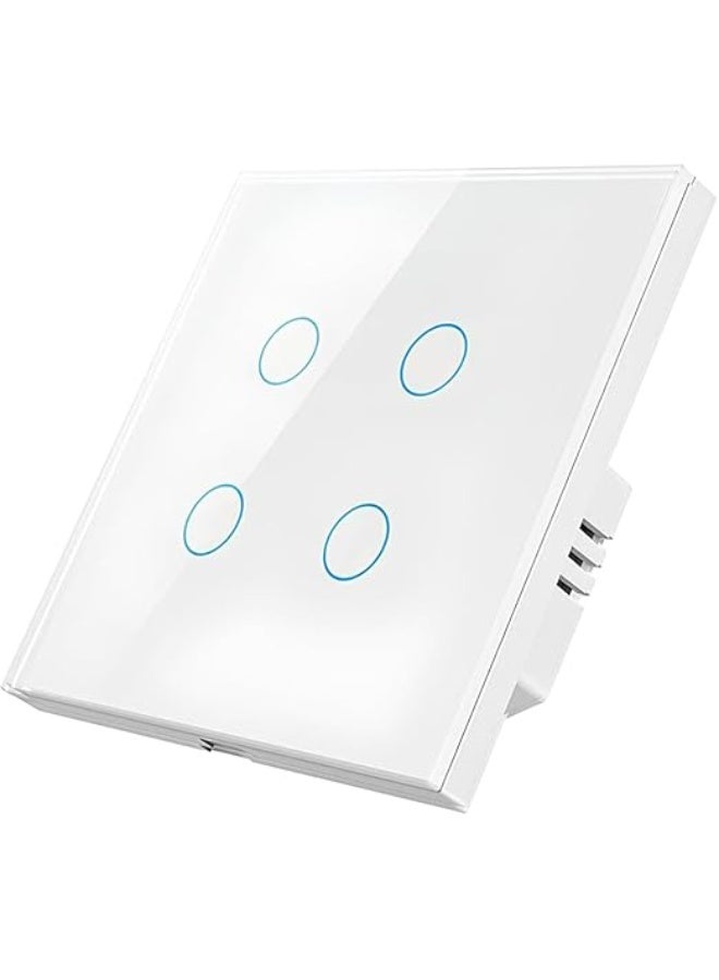TUYA MOES Tuya WiFi Smart Touch Switch – 4 Gang | Sleek Glass Panel, Neutral/No-Neutral Installation (Capacitor Included), Smart Life App Control - Image 3