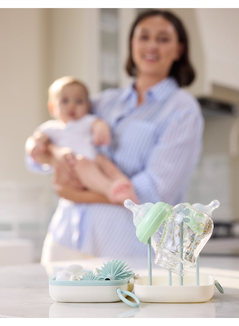 Momcozy Bottle Brush Set - Baby Bottle Cleaner Kit with Silicone Brush, Nipple Brush, Straw Brush, Soap Dispenser, Drying Rack - 7 in 1 Bottle Cleaning Tool for Home and Travel - Image 5