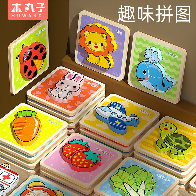 Children'S Puzzle Cartoon Advanced Small Puzzle Toy Animal Traffic Fun Puzzle Early Education Puzzle 3D Wooden Puzzle - Image 2