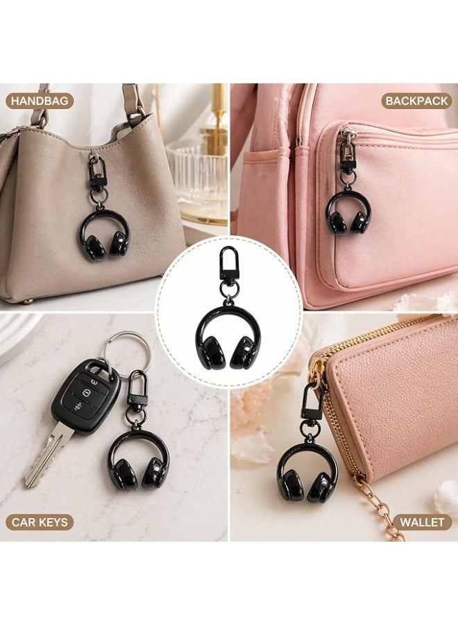 Headphones Keychain for Women, 3D Cute Bag Charm Key Holder for Handbags, Backpacks & Car Keys, Black - Image 3