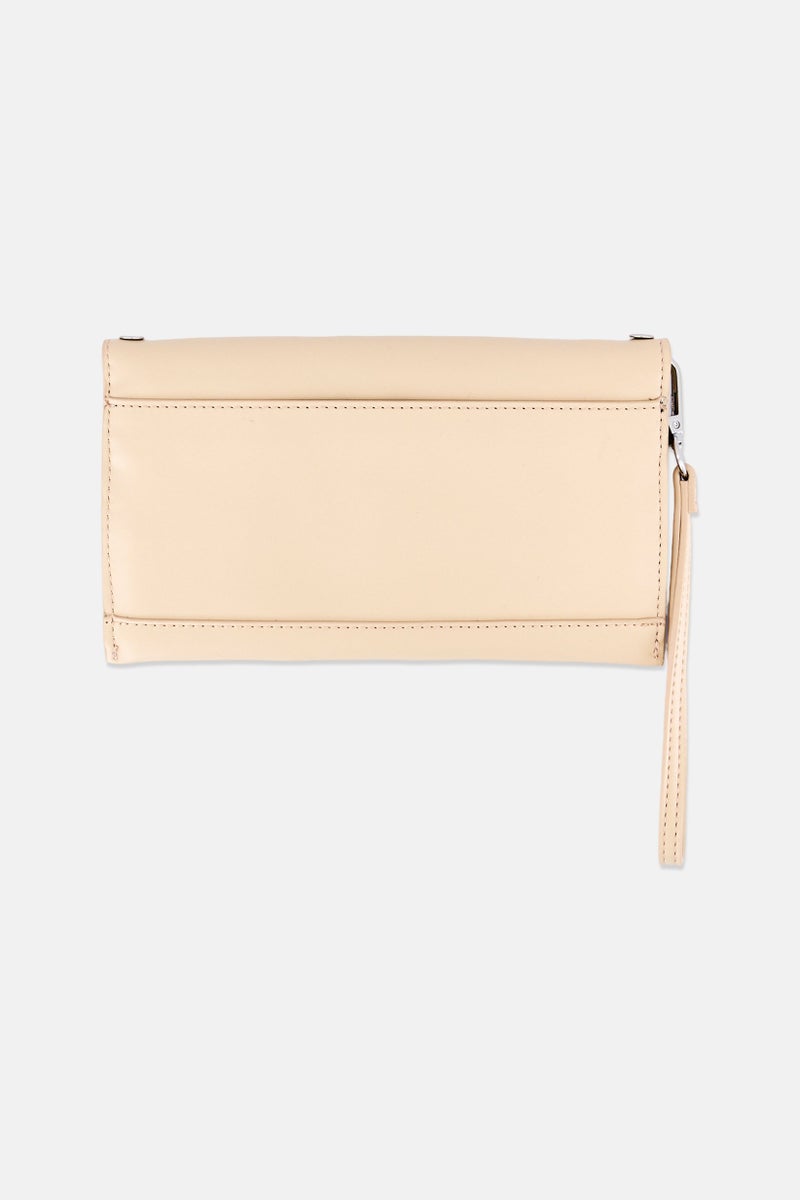 Rebecca Minkoff محفظة كلاتش بشعار العلامة التجارية للنساء، بيج - Image 2