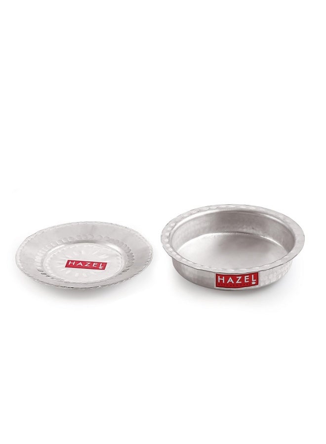 HAZEL Aluminium Langdi Patila Pot with Lid Hammered Finish Round Bottom Boiling Tope Vessels Bhagona Dekchi (2, 900 ML, 2100 ML) - Image 2