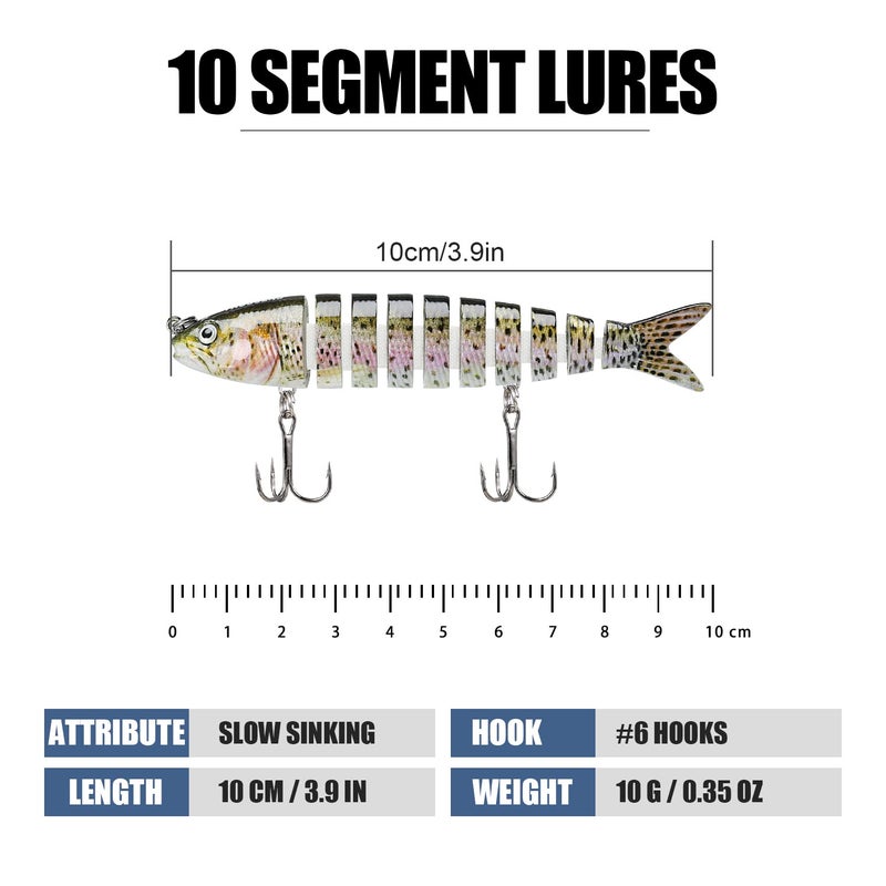 TRUSCEND Fishing Lures for Bass Trout, Fishing Lure Segmented Multi Jointed Swimbaits, Slow Sinking Bass Swimming Lures for Freshwater Saltwater, Walleye Swim Topwater Fishing Lures Kit - Image 2
