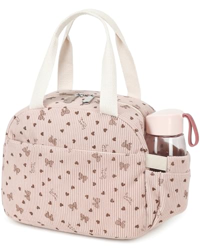 Hidds Lunch Box Lunch Bag Insulated Lunchbox Cute Reusable Lunch Tote bags for School Work Picnic for Kids Girls Women Pink Bowknot - Image 1