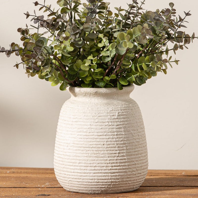 ooit Ceramic Flower Vase, 6â€œ Small Rustic Farmhouse Vases Home Decor, Short Pottery Decorative Pampas Vase for Table Living Room Entryway Mantel Bookshelf Bedroom Bathroom Kitchen-White - Image 1