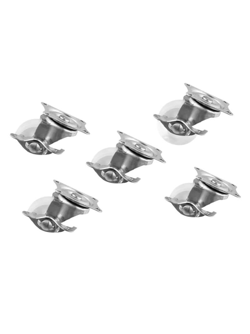 2 Inch White PP Flat Bottom Caster Wheels 5 Pcs Universal Belt Brake Roller For Display Cabinet - Image 2