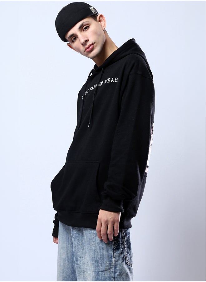 RAVIN Black Printed Hoodie with Kangaroo Pocket  - Image 2
