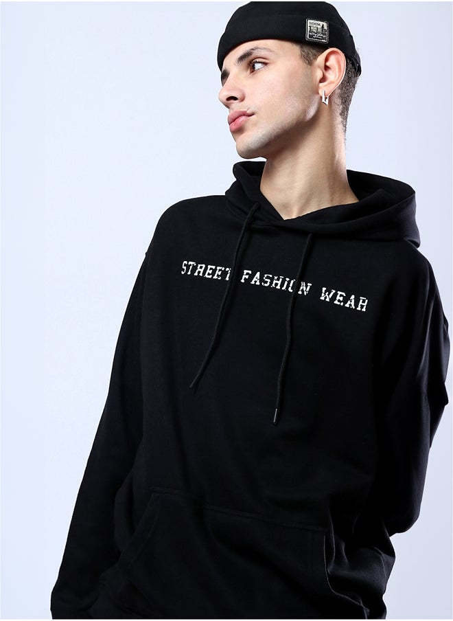 RAVIN Black Printed Hoodie with Kangaroo Pocket  - Image 4