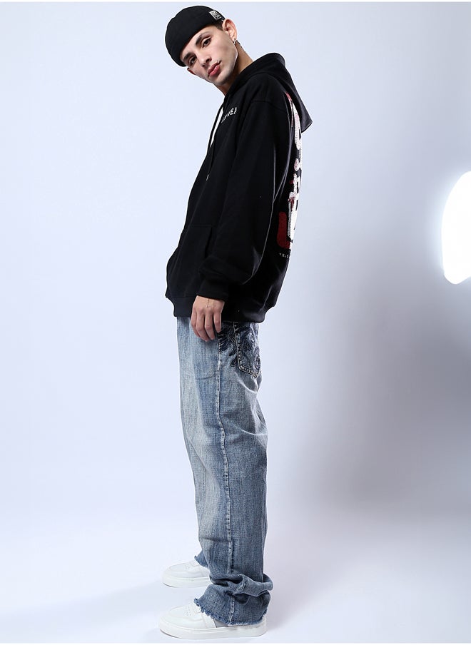 RAVIN Black Printed Hoodie with Kangaroo Pocket  - Image 5