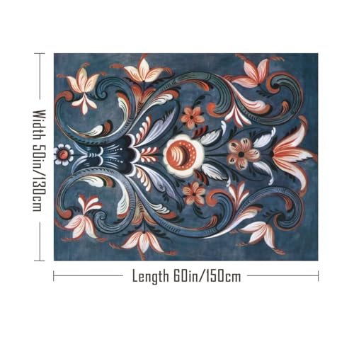 Artinhand Norwegian Rosemaling Folk Style Flannel Throw Blanket UltraSoft Cozy Plush Blankets for Couch Chair Bedroom Living Room Air Conditioning Room 50x60 - Image 3