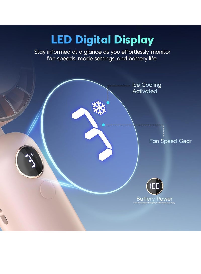 عام مروحة محمولة، مروحة صغيرة قوية محمولة باليد، 3 سرعات USB قابلة لإعادة الشحن، مروحة تعمل بالبطارية 5000 مللي أمبير في الساعة، شاشة LED، هدايا مروحة شخصية للتبريد للنساء والرجال والسفر - Image 2