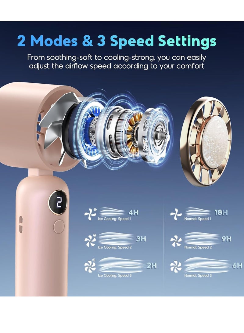 عام مروحة محمولة، مروحة صغيرة قوية محمولة باليد، 3 سرعات USB قابلة لإعادة الشحن، مروحة تعمل بالبطارية 5000 مللي أمبير في الساعة، شاشة LED، هدايا مروحة شخصية للتبريد للنساء والرجال والسفر - Image 3