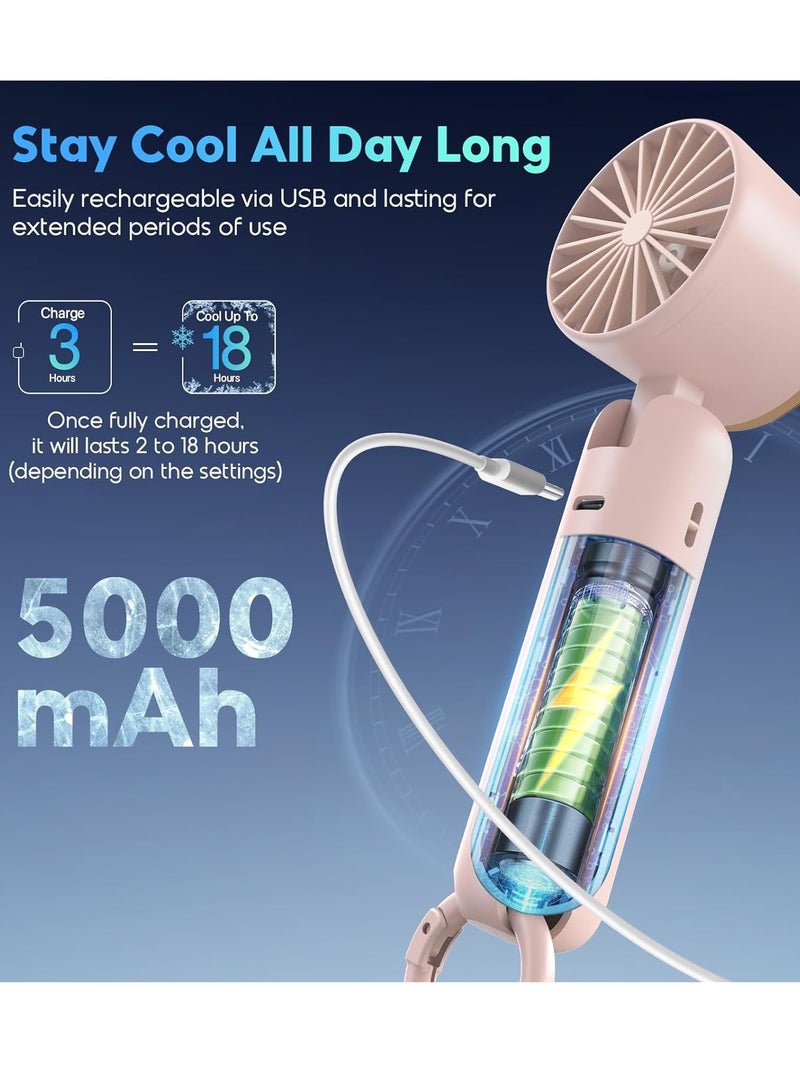 عام مروحة محمولة، مروحة صغيرة قوية محمولة باليد، 3 سرعات USB قابلة لإعادة الشحن، مروحة تعمل بالبطارية 5000 مللي أمبير في الساعة، شاشة LED، هدايا مروحة شخصية للتبريد للنساء والرجال والسفر - Image 5
