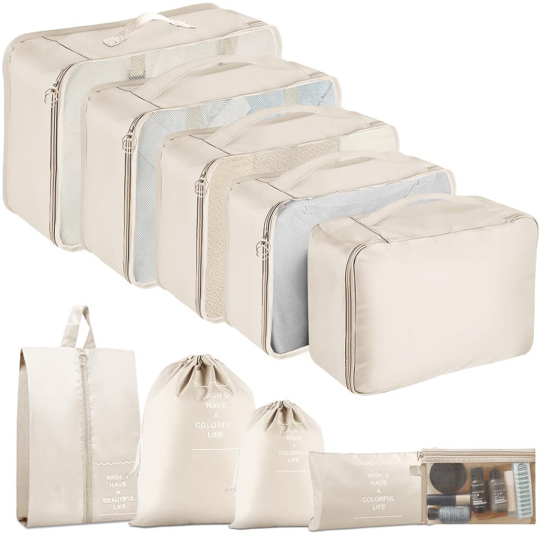YEEYAA Packing Cubes for Travel-10 Set Luggage Organizer Bags for Family, Mesh Breathable Packing Cubes for Suitcases Durable Travel Essentials Bags Set - Image 1