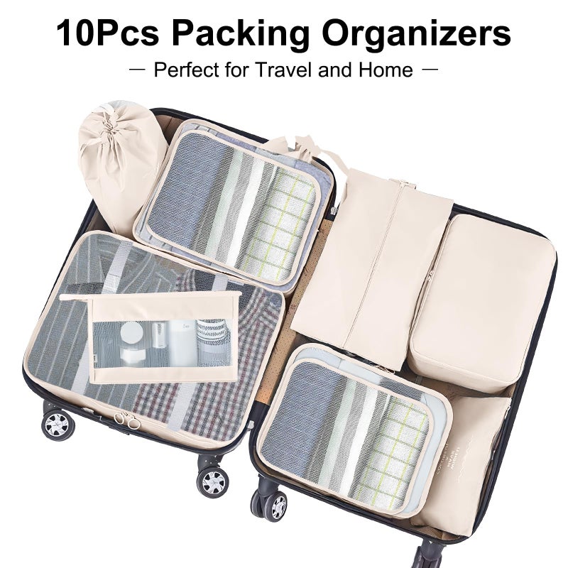 YEEYAA Packing Cubes for Travel-10 Set Luggage Organizer Bags for Family, Mesh Breathable Packing Cubes for Suitcases Durable Travel Essentials Bags Set - Image 2