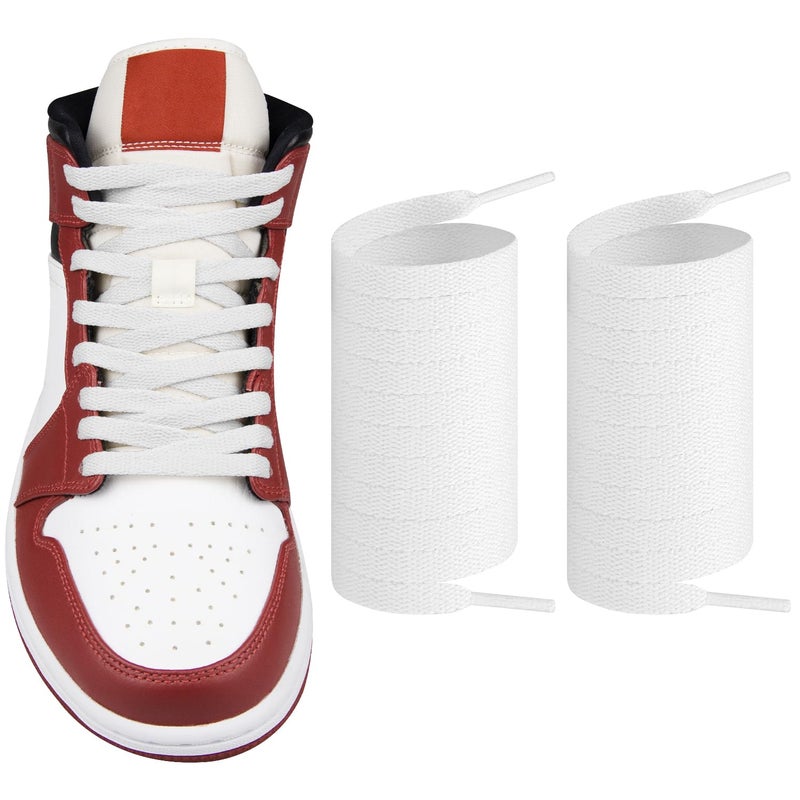 Endoto Shoelaces for Air Jordan 12345678 Replacement Flat Polyester Laces Sneaker ShoesColorWhiteSize55Inch - Image 2
