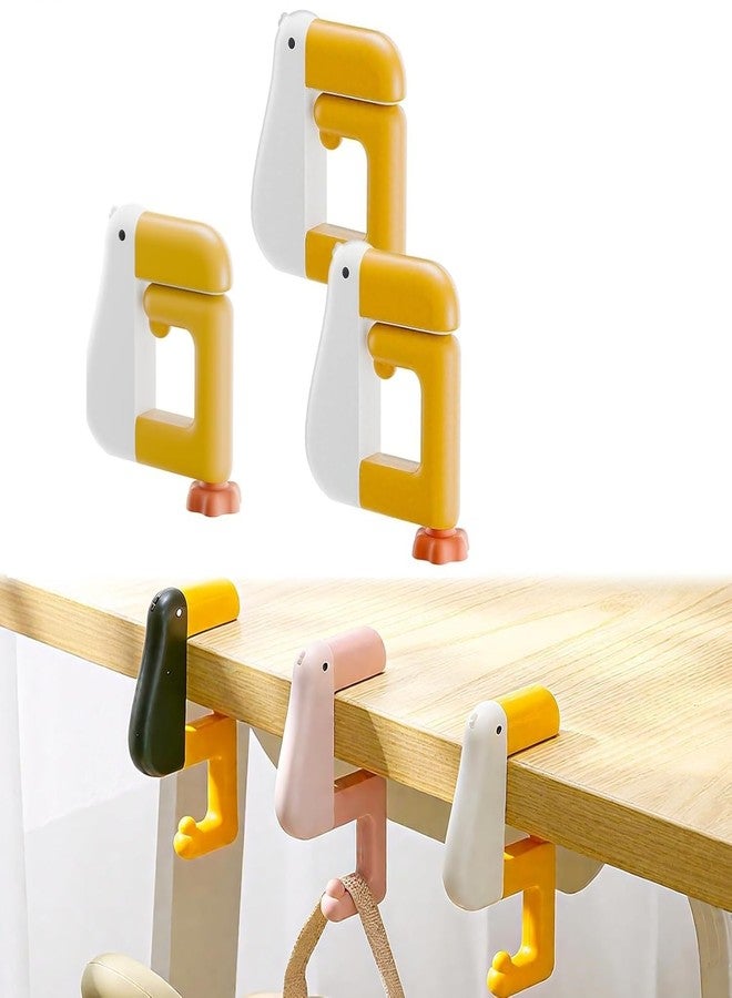 Kauldvishe Toucan Portable Bag Hook for Table - Foldable Purse Hanger for Desks - Non-Slip Handbag Holder for Travel, School & Office - Cute Bird Animal Design Yellow (Pack of 3) - Image 1