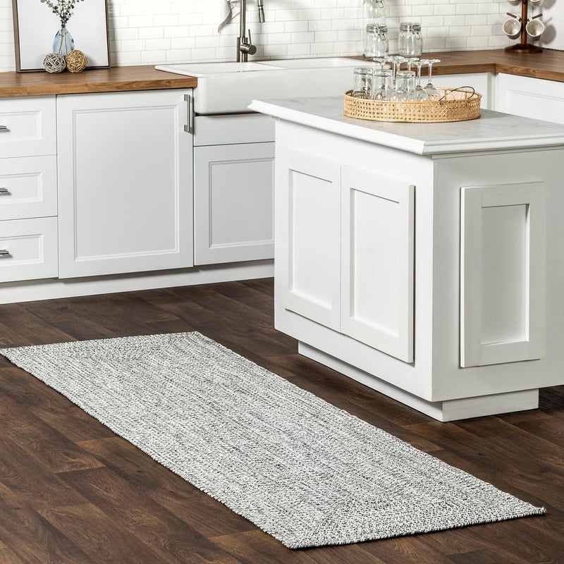nuLOOM Wynn Braided Indoor/Outdoor Runner Rug, 2' 6" x 10', Light Grey/Salt and Pepper - Image 1