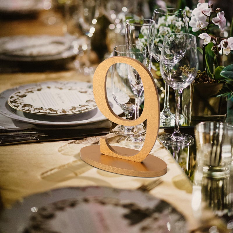 XUWAIDSGN Gold Table Numbers 1-15 with Oval Base Rustic Table Numbers for Wedding Reception 5 Inch High Gold Wedding Signs Holders Stands for Banquets Anniversary Parties - Image 5