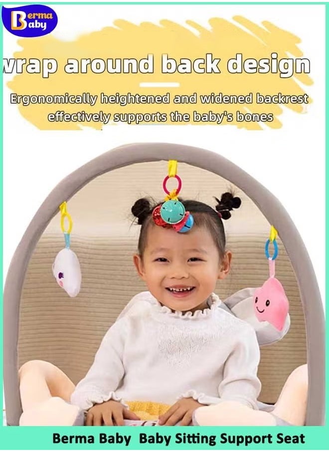 Berma Baby Baby Sitting Support Seat Sofa With Toys Rack, Infant Learning Chair - Crystal Velvet Fabric, PP Cotton Filling, Perfect Toddler Gift to Learn to Sit  - Image 2
