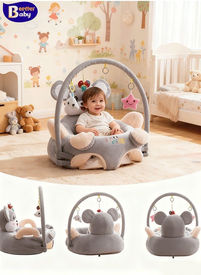 Berma Baby أريكة مقعد داعمة لجلوس الأطفال مع رف ألعاب، كرسي تعليم الرضع - قماش مخملي كريستالي، حشوة من قطن البولي بروبيلين، هدية مثالية للأطفال الصغار لتعلم الجلوس - Image 1