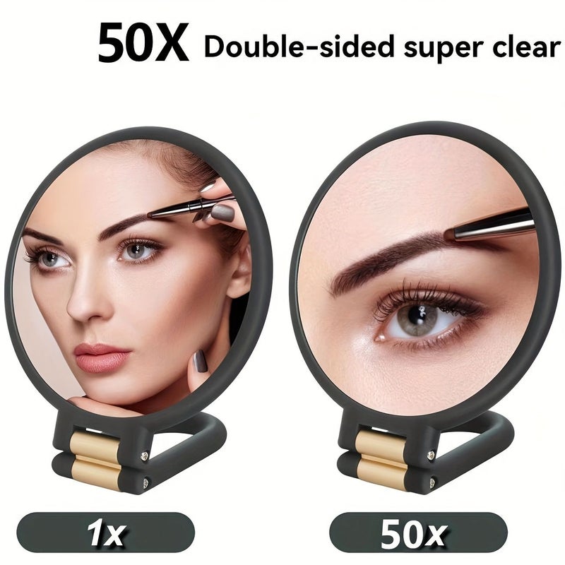 مرآة المكياج المكبرة 50X من Green Golden Core، مزدوجة الوجه، محمولة باليد، قابلة للتعديل بزاوية 360 درجة مع تعليق - Image 5