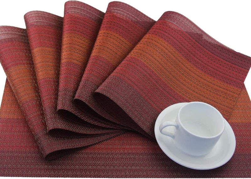 pigchcy Placemats Set of 8 Washable Durable Placemat Vinyl Heat Resistant Non-Slip Table Mats Indoor Outdoor (Scarlet Red) - Image 3