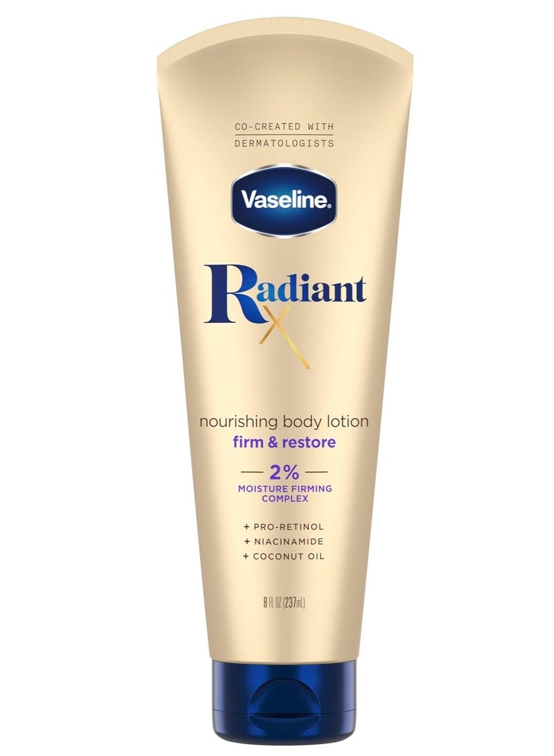 Vaseline Radiant X Firm & Restore with Pro-Retinol, Niacinamide & Coconut Oil, Nourishing Body Lotion 8 oz - Image 1