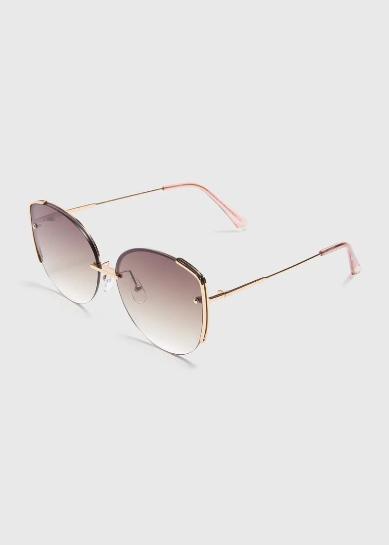 Matalan Gold Frameless Cat Eye Sunglasses