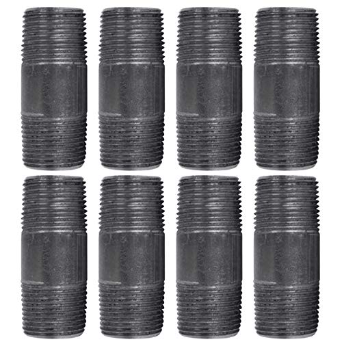 PIPE DECOR 34 x 25 Black Steel Plumbing Pipe Pre Cut Industrial Steel Grey Fits Standard 34 Inch Threaded Black Malleable Iron Fittings Build Vintage DIY Furniture 8 Pack - Image 1