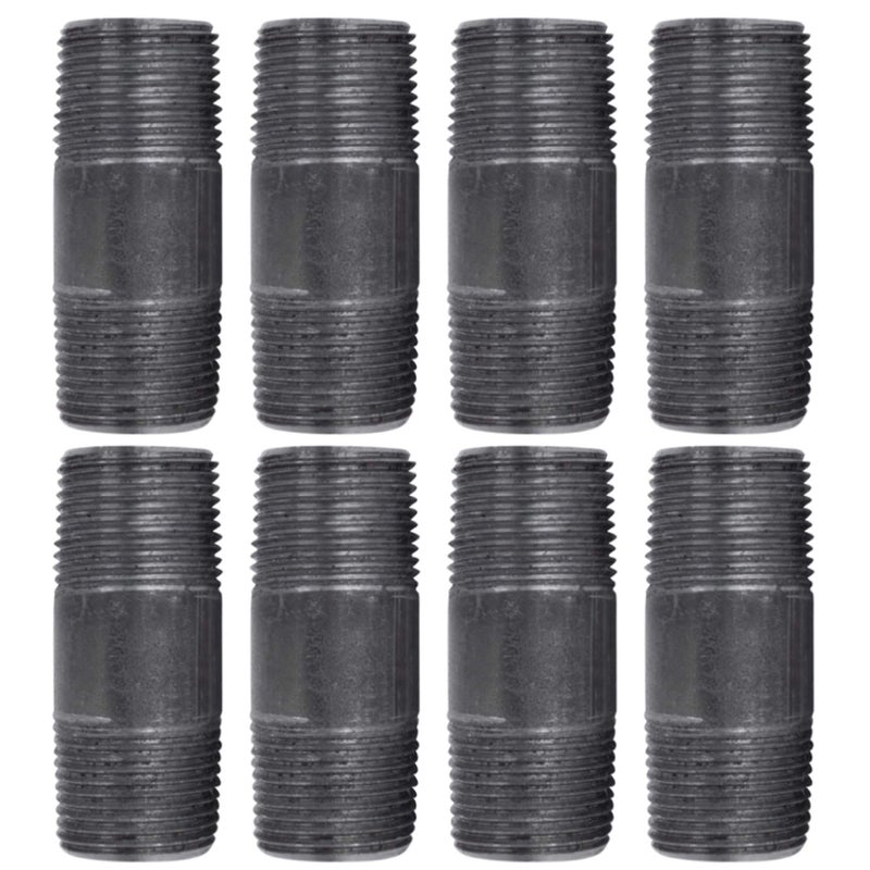 PIPE DECOR 34 x 25 Black Steel Plumbing Pipe Pre Cut Industrial Steel Grey Fits Standard 34 Inch Threaded Black Malleable Iron Fittings Build Vintage DIY Furniture 8 Pack - Image 2