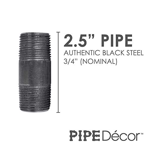 PIPE DECOR 34 x 25 Black Steel Plumbing Pipe Pre Cut Industrial Steel Grey Fits Standard 34 Inch Threaded Black Malleable Iron Fittings Build Vintage DIY Furniture 8 Pack - Image 3