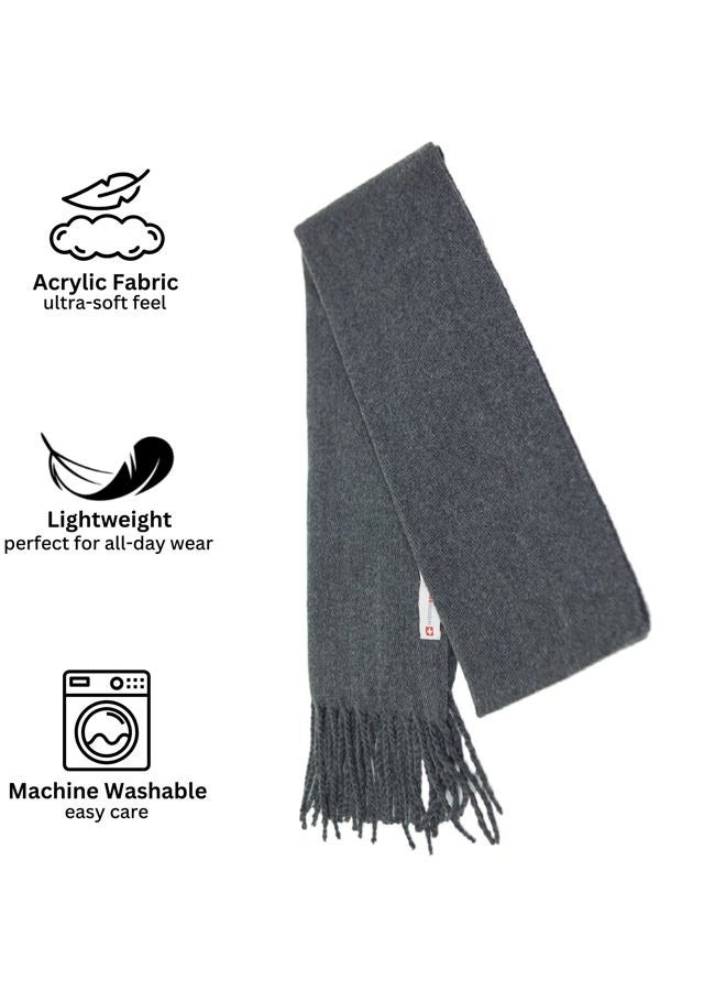 Alpine Swiss Mens Plaid Scarf Soft Winter Scarves Unisex,Solid Gray,One Size - Image 3