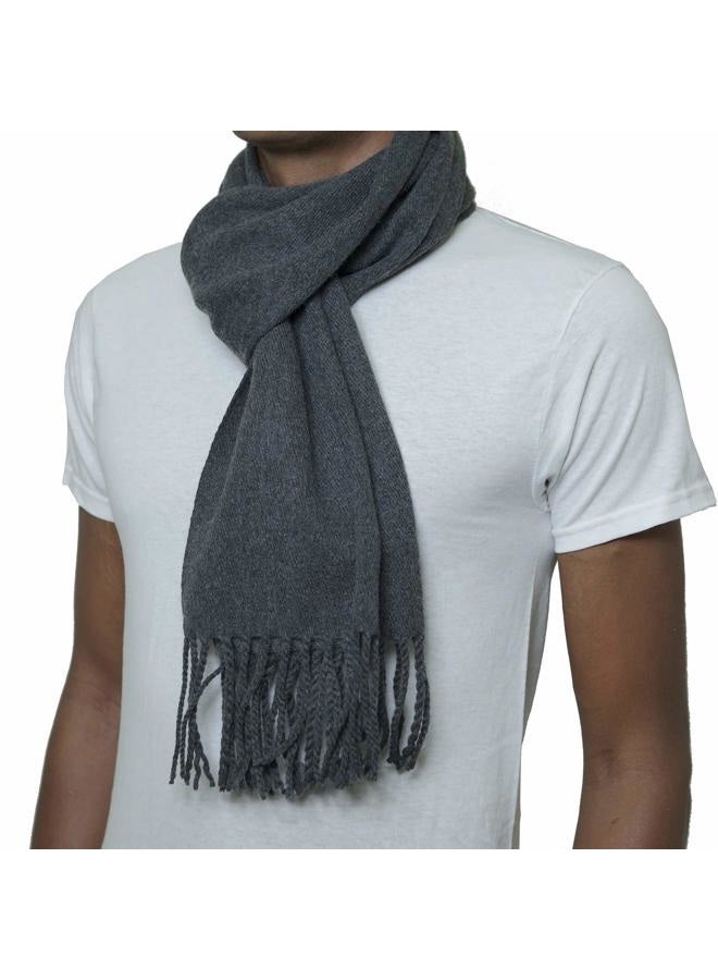 Alpine Swiss Mens Plaid Scarf Soft Winter Scarves Unisex,Solid Gray,One Size - Image 2