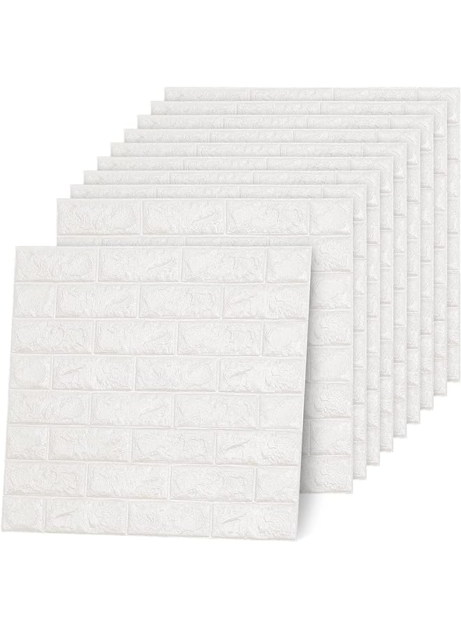 SKY-TOUCH 10Pcs 3D Wall Sticker Selfadhesive Wall Panels，Anticollision Soft Package Decorative Waterproof Wall Wallpaper，For Living Room Tv Wall And Home Decor（70×77Cm）White - Image 1