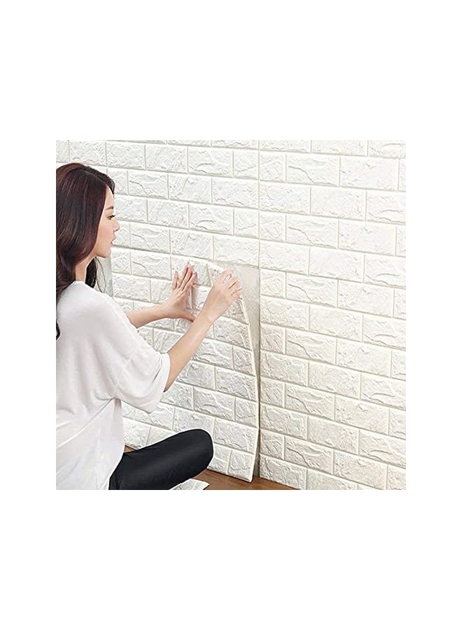 SKY-TOUCH 10Pcs 3D Wall Sticker Selfadhesive Wall Panels，Anticollision Soft Package Decorative Waterproof Wall Wallpaper，For Living Room Tv Wall And Home Decor（70×77Cm）White - Image 4