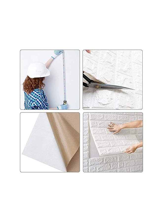 SKY-TOUCH 10Pcs 3D Wall Sticker Selfadhesive Wall Panels，Anticollision Soft Package Decorative Waterproof Wall Wallpaper，For Living Room Tv Wall And Home Decor（70×77Cm）White - Image 2