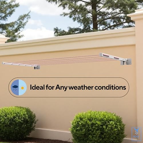 YOSY Cloth Drying Rope with Pulley for Easy Laundry | Durable Dryer for Clothes | Compact & Foldable Cloth Drying Stand for Indoor & Outdoor Use (White 5 Layer) - Image 3