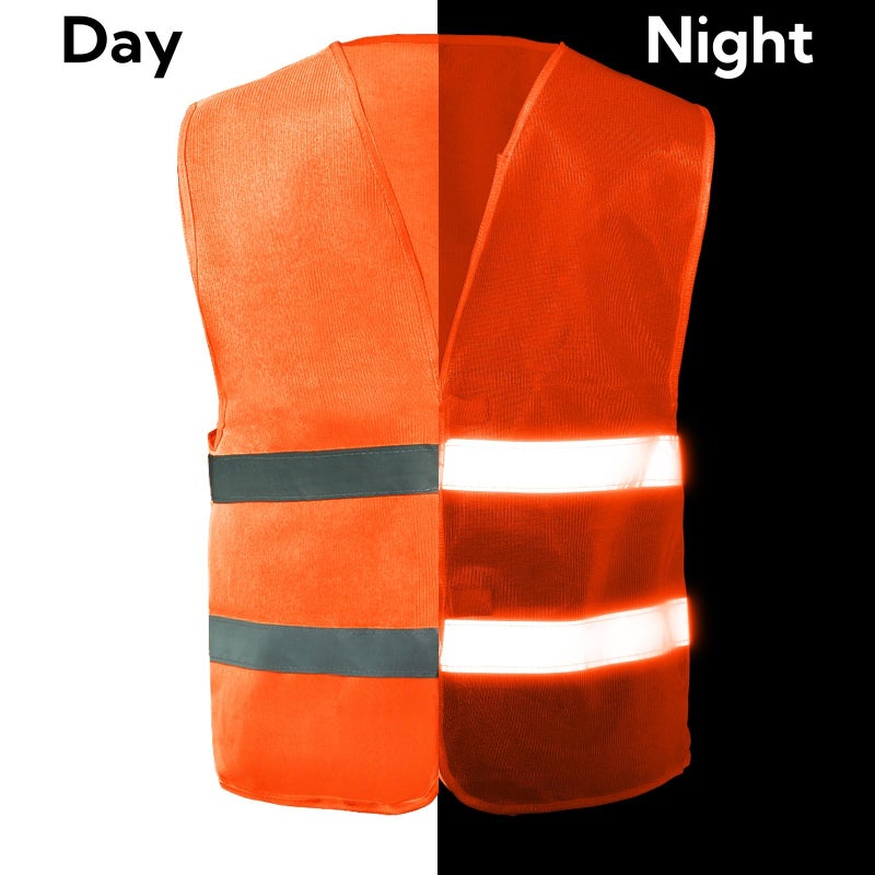 Tlence 12 Pack Orange High Visibility Safety Vests, Security Vest with 2 Reflective Silver Strips, Hi Vis Construction Vests Bulk, Man Woman Mesh Emergency Vest for Outdoor Work Running Cycling - Image 4