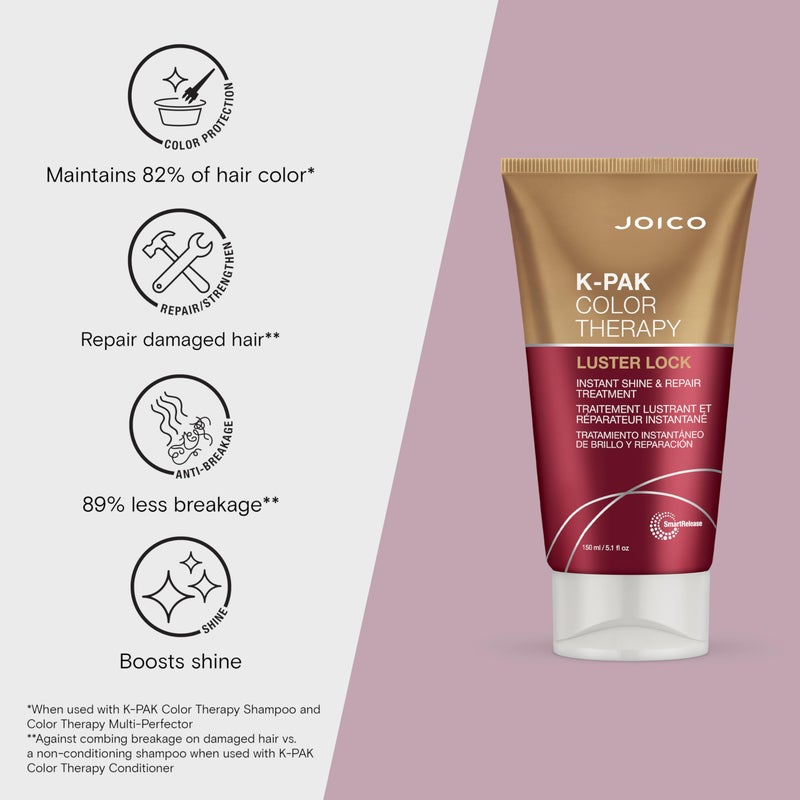 Joico K-PAK Color Therapy Luster Lock Instant Shine & Repair Treatment | For Color-Treated Hair | Boost Color Vibrancy | Repair Breakage | With Keratin & Argan Oil | 5.1 Fl Oz - Image 3