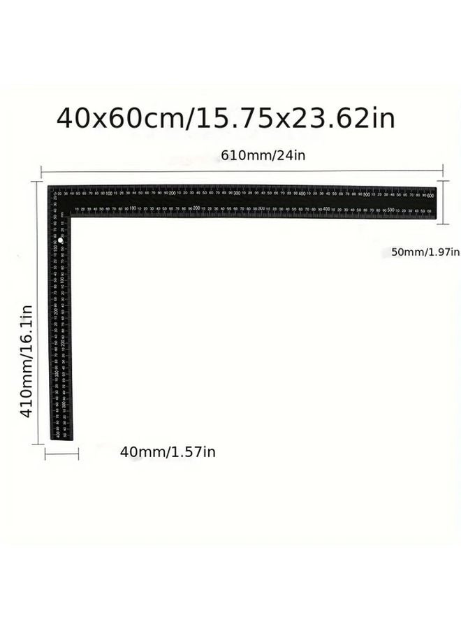 Black Square Ruler 15.75 x 23.62 Inch Thickened Angle Measuring Tool - Image 4