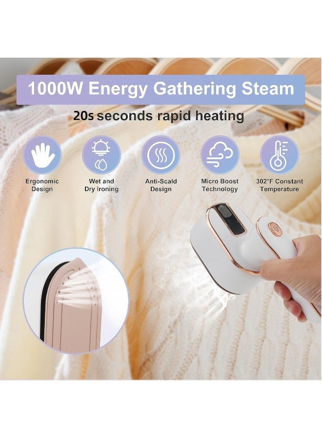 NIBEMINENT Travel Steamer Iron for Clothes Mini - Portable Ironing Machine 180°Rotatable,Travel Small Size Portable Steamer Travel College Dorm Home Essentials Steamer for Clothes (White)  - Image 2