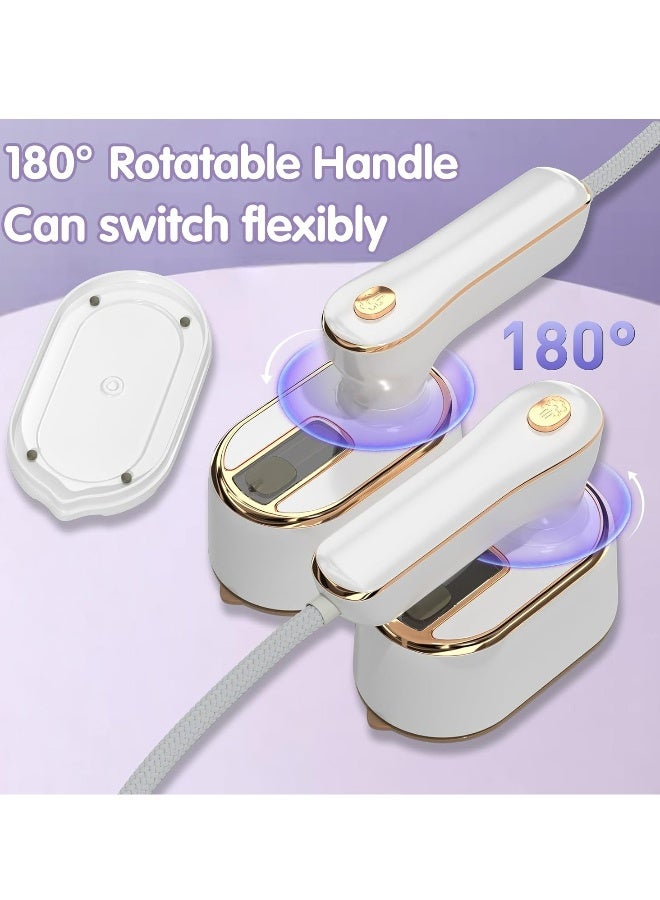 NIBEMINENT Travel Steamer Iron for Clothes Mini - Portable Ironing Machine 180°Rotatable,Travel Small Size Portable Steamer Travel College Dorm Home Essentials Steamer for Clothes (White)  - Image 5