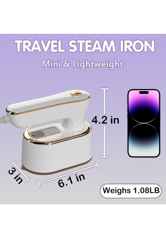 NIBEMINENT Travel Steamer Iron for Clothes Mini - Portable Ironing Machine 180°Rotatable,Travel Small Size Portable Steamer Travel College Dorm Home Essentials Steamer for Clothes (White)  - Image 3