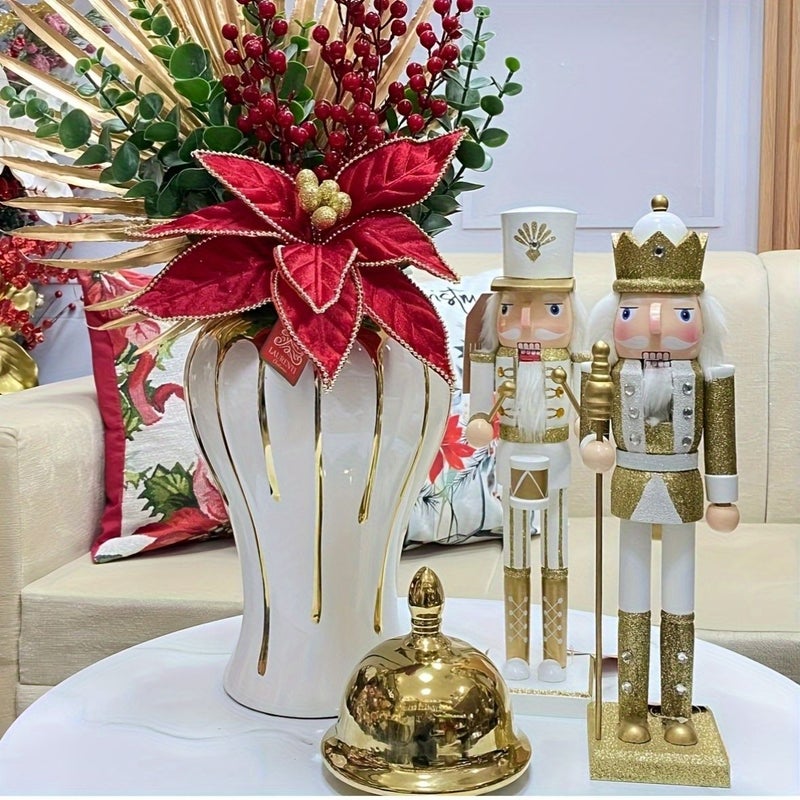 Contemporary Ceramic Cylinder Bud Vase Set 01 Large Size White And Gold Geometric Pattern Middle Eastern Design For Home Decor Living Room Wedding Centerpieces Non Electric Use - Image 2