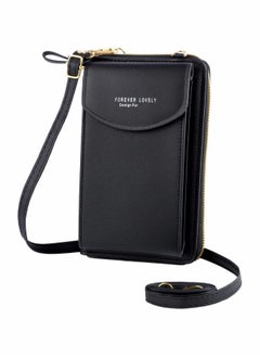 Women Crossbody Phone Bag, PU Leather Phone Handbag Cellphone Wallets Phone Purse, Multifunctional Phone Pouch Bag Small Cross Body Cell Phone Purse with Long Strap for Women, Black