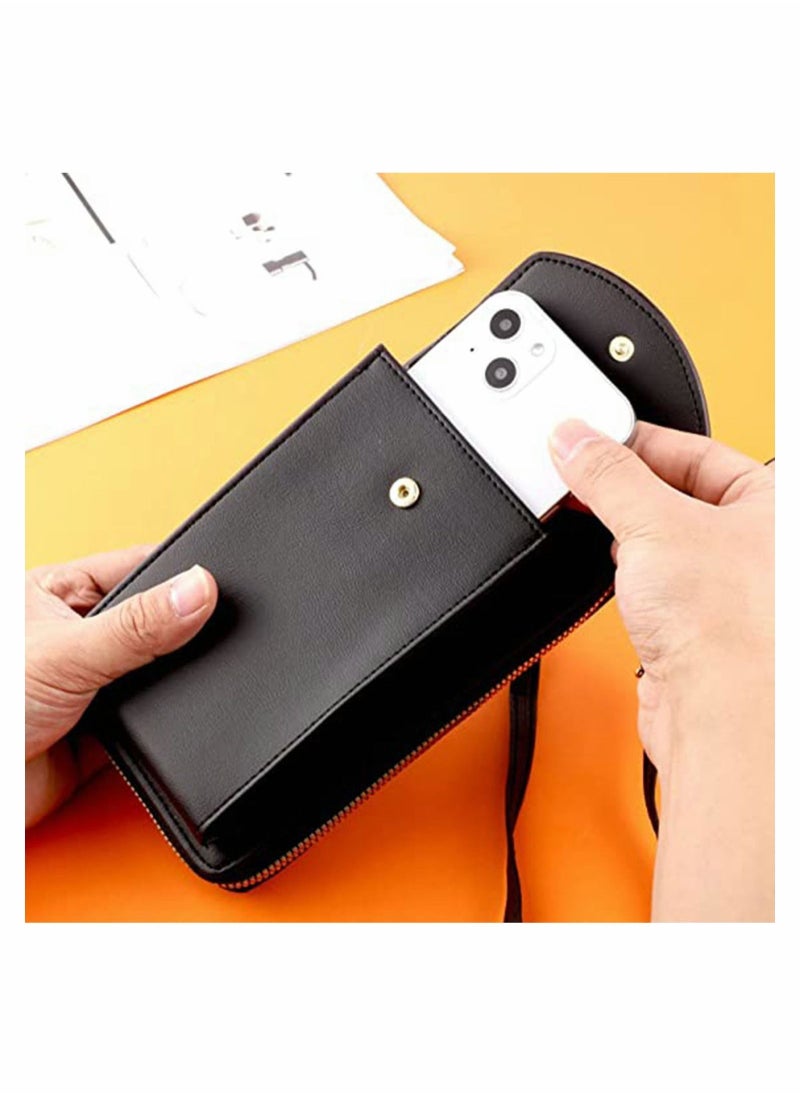 Generic - Women Crossbody Phone Bag, PU Leather Phone Handbag Cellphone Wallets Phone Purse, Multifunctional Phone Pouch Bag Small Cross Body Cell Phone Purse with Long Strap for Women, Black - Image 1