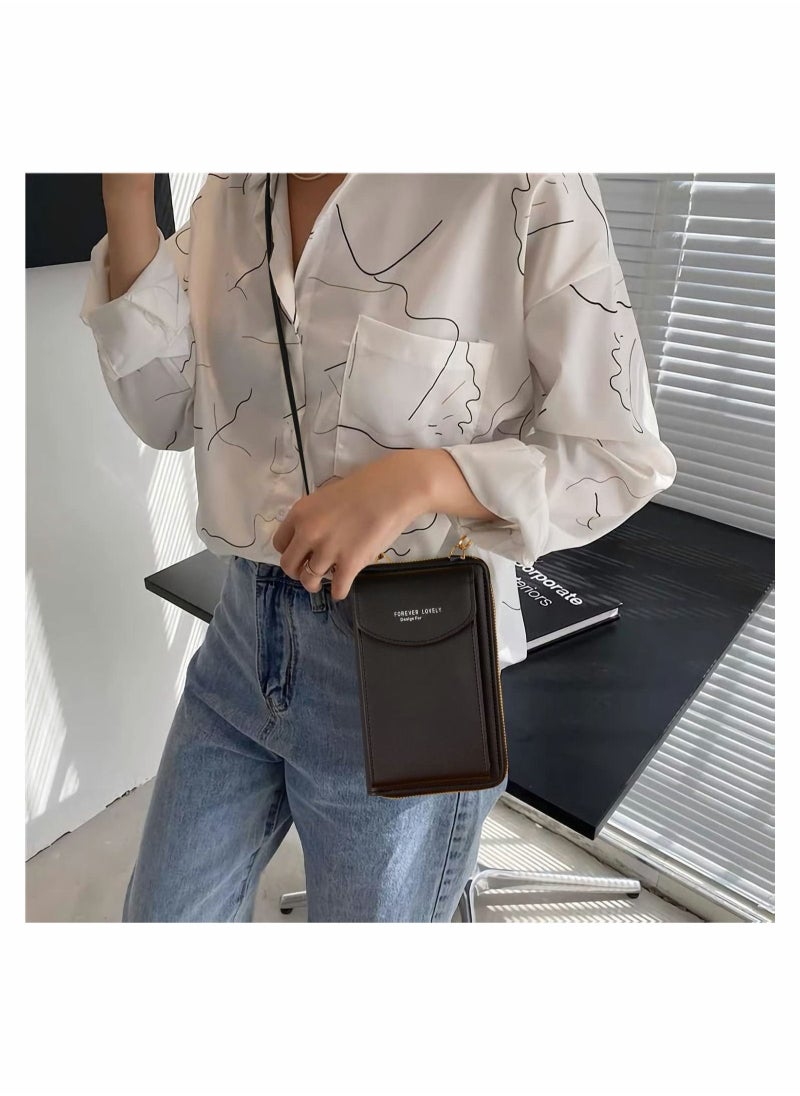 Generic - Women Crossbody Phone Bag, PU Leather Phone Handbag Cellphone Wallets Phone Purse, Multifunctional Phone Pouch Bag Small Cross Body Cell Phone Purse with Long Strap for Women, Black - Image 1