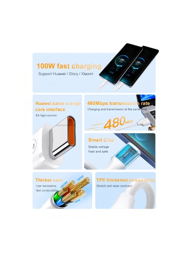 Mindpure Fast Charging Data Cable Suitable For Huawei Xiaomi Vivo Android Mobile Phone Type-C Super Fast Charging 100w Charging Cable - Image 3