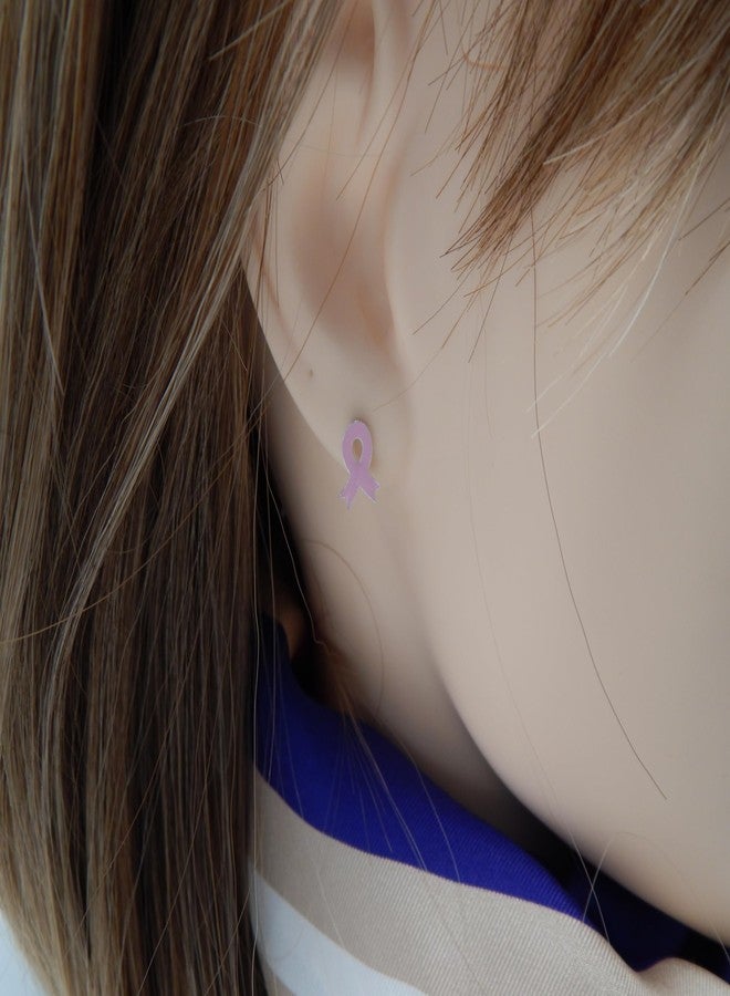 آيسروز أقراط محدودة الإصدار من الفضة الإسترليني عيار 925 الصلبة، مرصعة بشريط وردي للتوعية بسرطان الثدي، خالية من النيكل، لا تسبب الحساسية - Image 5